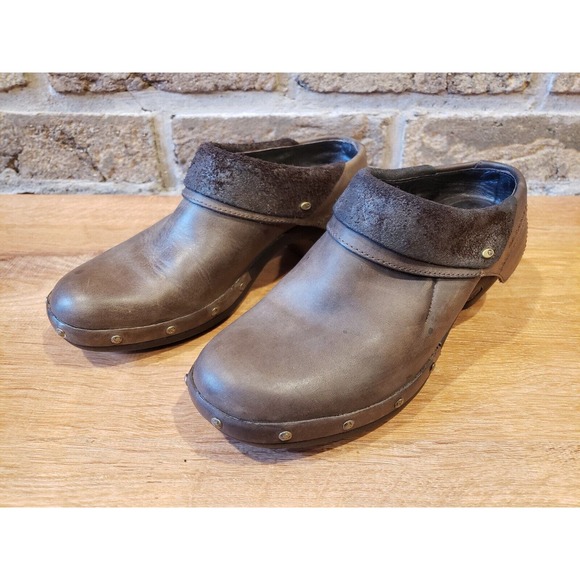 MERRELL Womens Shoes Brown Size 6 Leather Luxe Wrap Clogs Mule Bitter Chocolate - Picture 1 of 13